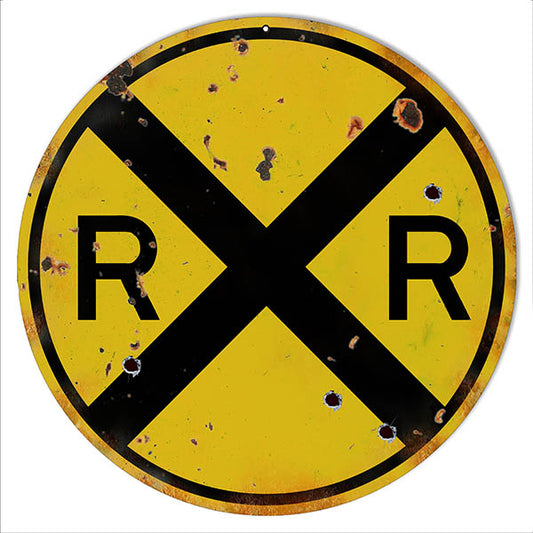 RR Railroad Crossing Vintage Style Metal Sign 12 x 12