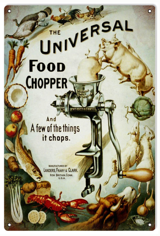 The Universal Food Chopper Vintage Style Metal Sign 12 x 18