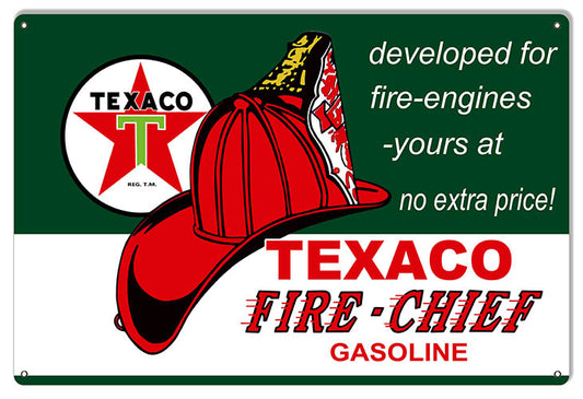 Texaco Fire Chief Motor Oil Vintage Style Metal Sign 12 × 18