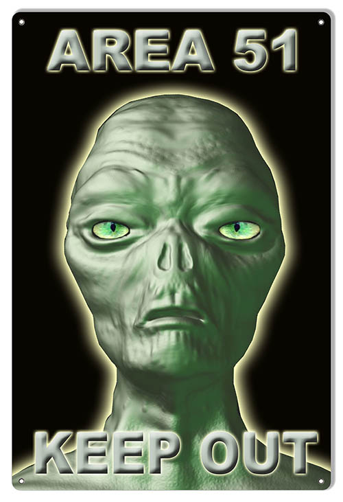 Alien Area 51 Vintage Style Metal Sign 12 x 18