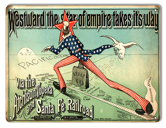 Santa Fe Railroad Vintage Style Metal Sign 12 × 18