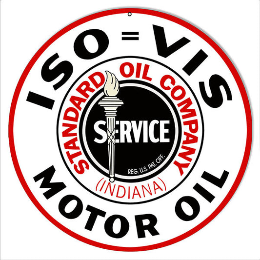 ISO VIS Standard Motor Oil Vintage Style Metal Sign 14 x 14