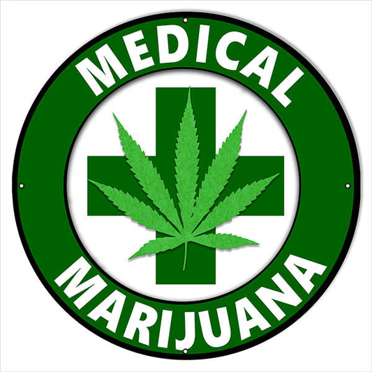 Marijuana Medical Cannabis Vintage Style Metal Sign 30 x 30