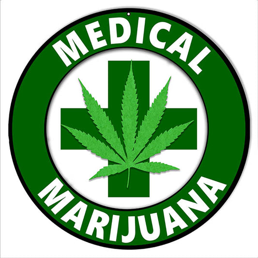 Medical Marijuana Cannabis Vintage Style Metal Sign 14 x 14