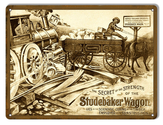 Studebaker Wagon Country Vintage Style Metal Sign 9 × 12
