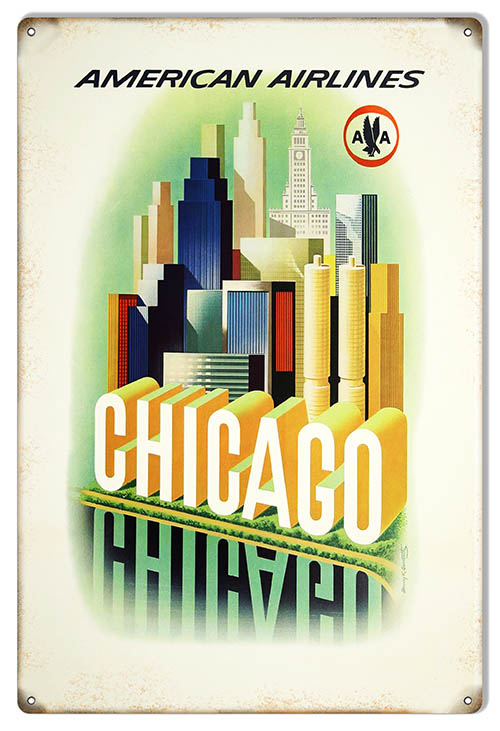 Chicago American Airlines 12×18