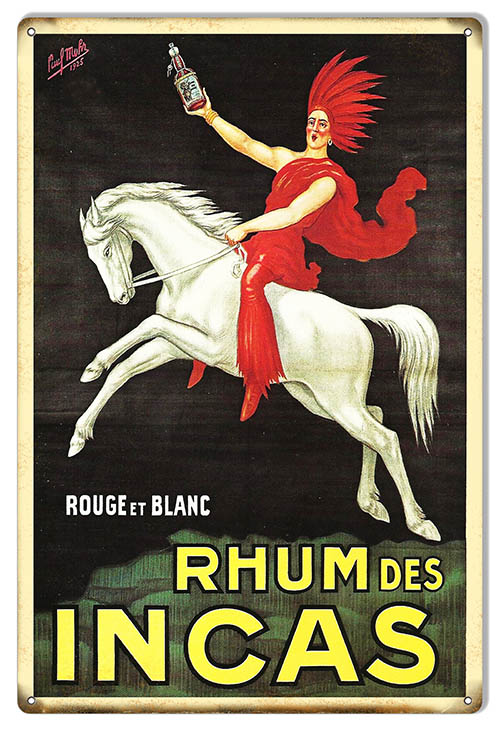 Man Riding White Horse French Drink 12×18