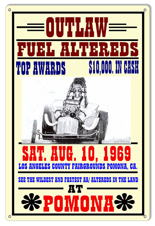 Outlaw Fuel Altereds Pomona Ca Vintage Style Metal Sign 12 × 18