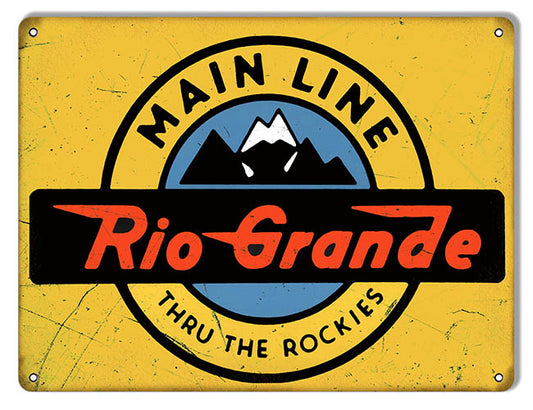 Rio Grande Main Line Railroad Vintage Style Metal Sign 9 × 12