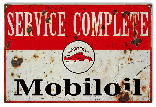 Gargoyle Service Complete Mobiloil Vintage Style Metal Sign 12 × 18