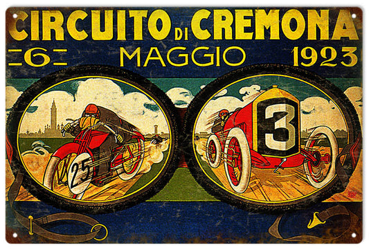 Di Maggio Circuito Cremona 1923 Vintage Style Metal Sign 12 x 18