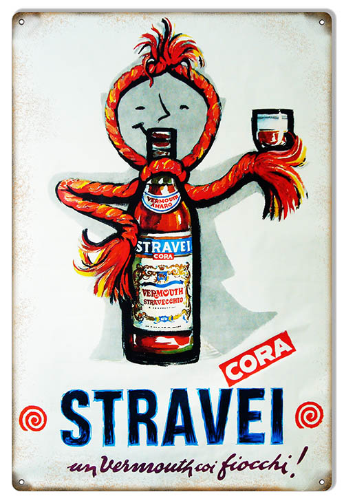 Stravei Vermouth Bar Vintage Style Metal Sign 12 × 18