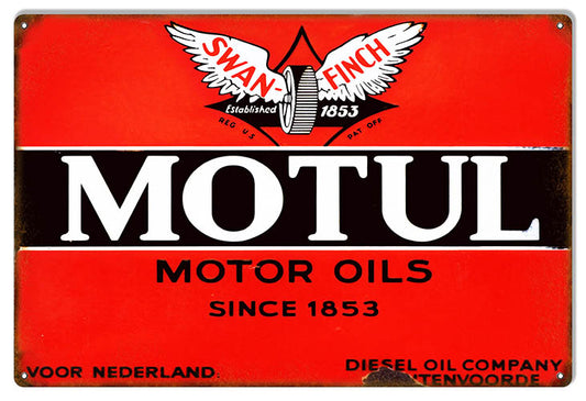 Swan Finch Motul Motor Oil Vintage Style Metal Sign 12 × 18