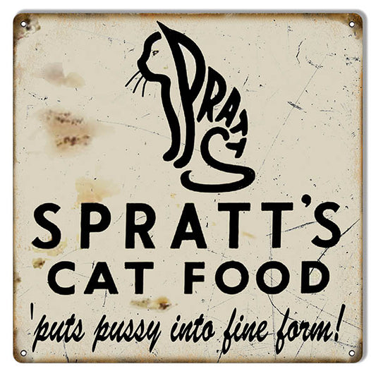 Spratt’s Cat Food Country Vintage Style Metal Sign 12 × 12