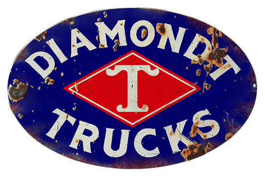 Diamond T Trucks Gas Station Motor Oil Vintage Style Metal Sign 9 x 14