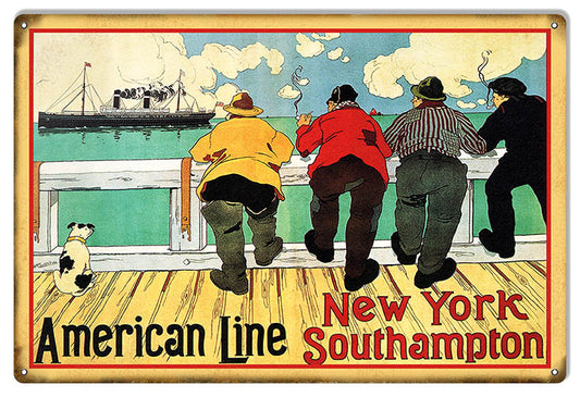 American Line New York Southampton Shipping Line Vintage Style Metal Sign 12 x 18