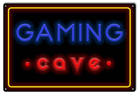 Gaming Cave Video Game Vintage Style Metal Sign 12 × 18
