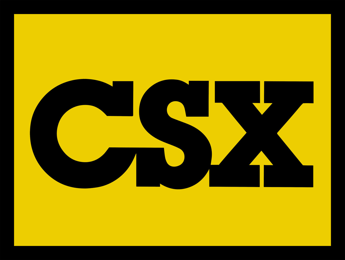 Yellow And Black CSX Railroad 9×12