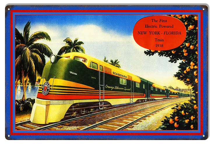Seaboard Train 1938 Railroad 12×18