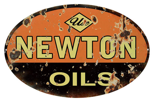 Newton Oils Motor Oil Vintage Style Metal Sign 11 × 18