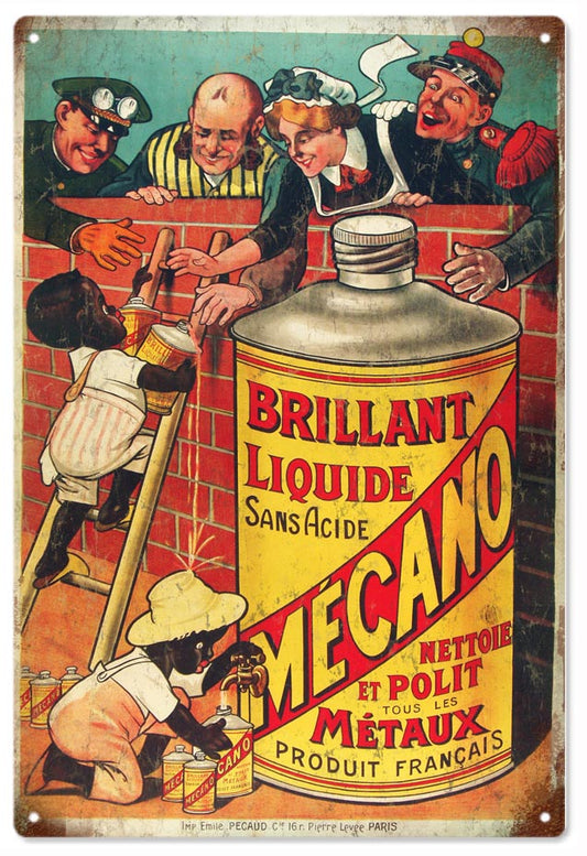 Brillant Liquide Mecano Product of Francais Vintage Style Metal Sign 12 x 18