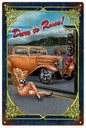 Dare To Race Hot Rod Pin Up Girl 12x18