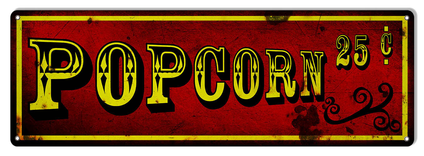 Popcorn 25 Cents Bar 8×24