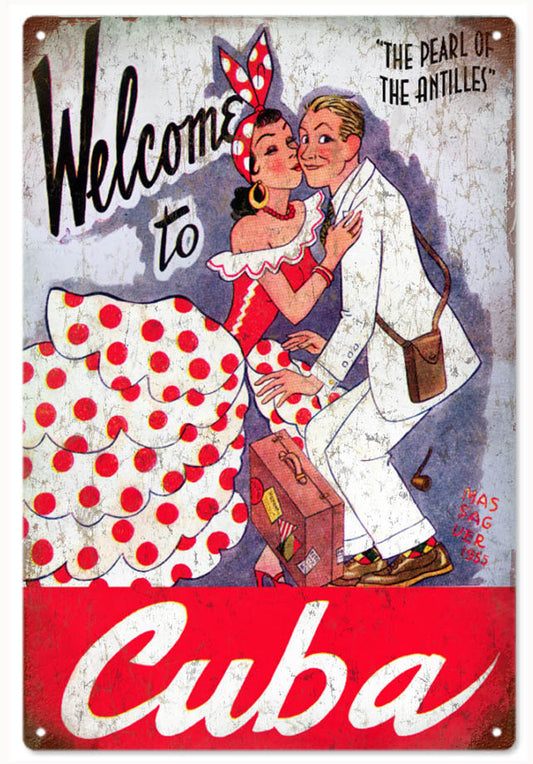 Welcome To Cuba Travel Vintage Style Metal Sign 12 x 18