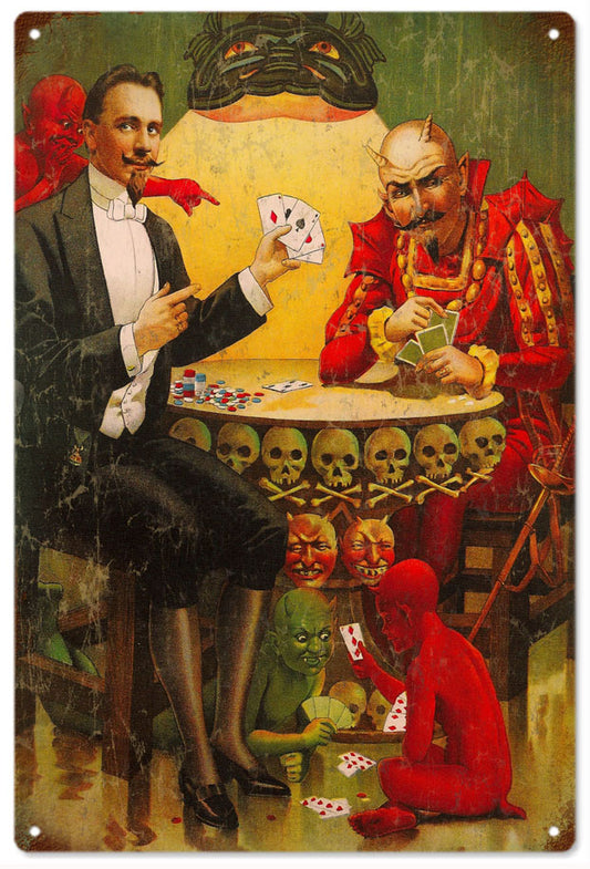 Little Devil Poker Circus Vintage Style Metal Sign 12 x 18