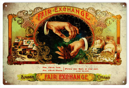 Smoke Fair Exchange Cigar and Tobacco Vintage Style Metal Sign 12 x 18
