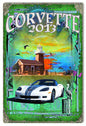 White Corvette Classic Car 12x18