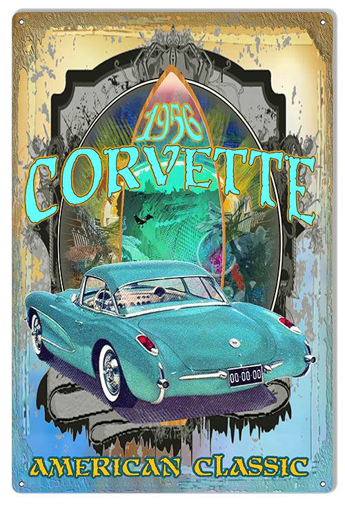 1956 Corvette Vintage Style Metal Sign 12 x 18