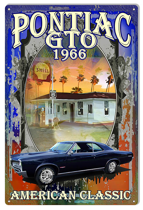 Pontiac GTO 1966 Hot Rod Car 12x18