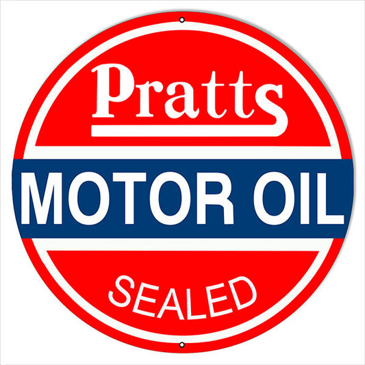 Pratts Gas And Motor Oil Vintage Style Metal Sign 18 x 18