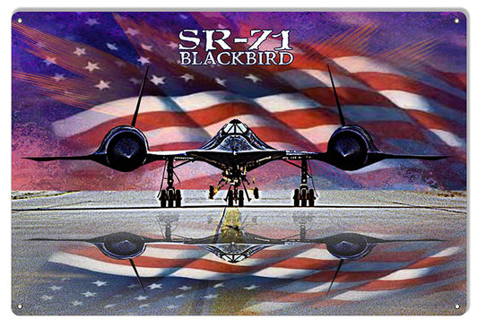SR71 Blackbird Vintage Style Metal Sign 12 × 18