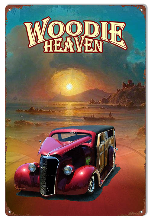 Woodie Heaven Vintage Style Metal Sign 12 × 18