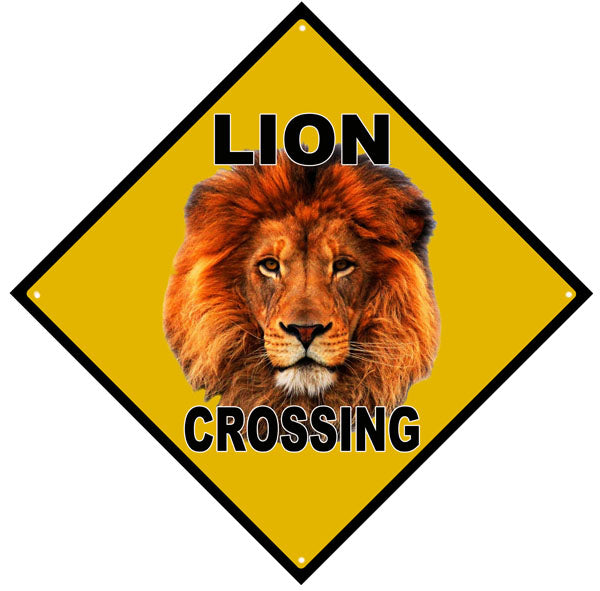 Lion Crossing Hunting Caution 12x18