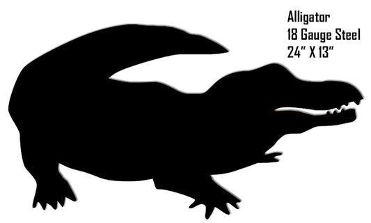 Alligator Water Silhouette Vintage Style Metal Sign 13 × 24