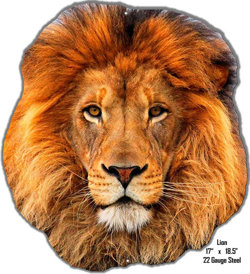 Lion Face Animal Vintage Style Metal Sign 17 × 18