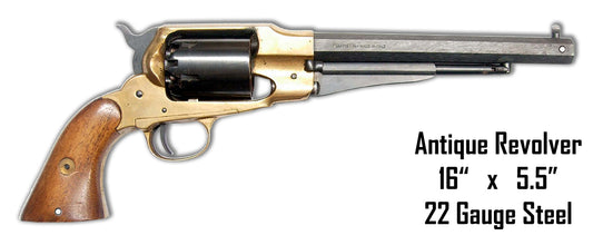 Antique Revolver Vintage Style Metal Sign 5 × 16