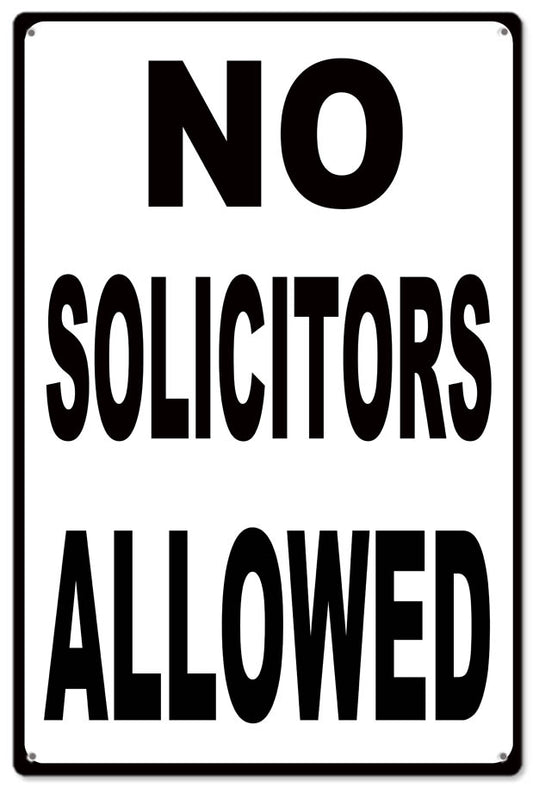 No Solicitors Allowed Vintage Style Metal Sign 12 x 18