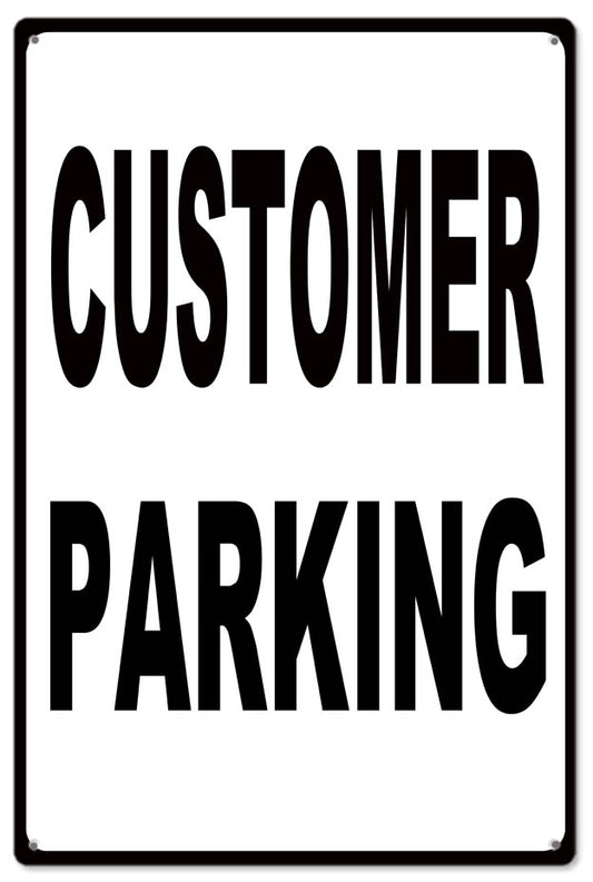 Customer Parking Warning Caution Vintage Style Metal Sign 12 x 18