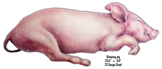 Sleeping Pig Animal Vintage Style Metal Sign 9 x 23