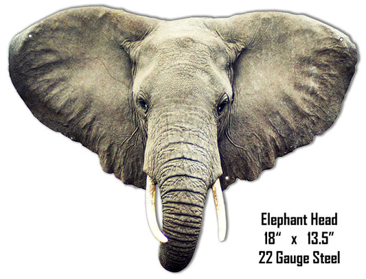 Elephant Head Animal Vintage Style Metal Sign 13 × 18