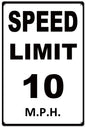Speed Limit 10 M.P.H. 12x18