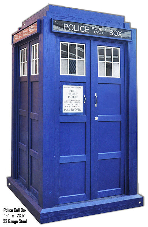 Police Phone Booth Vintage Style Metal Sign 15 × 24