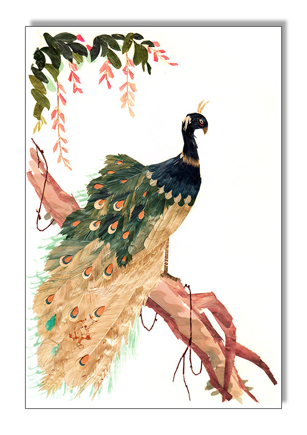 1920 Silk Art Peacock 12×18