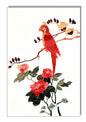 Red Bird 1920s Silk Art 12×18