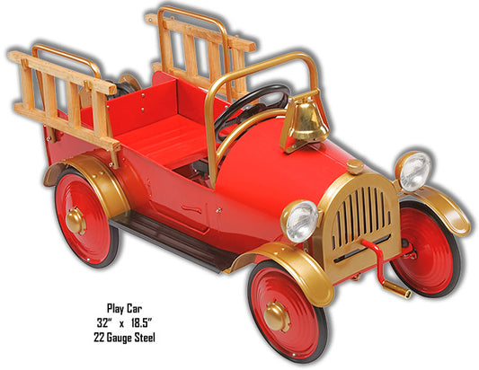Red Play Car Vintage Style Metal Sign 18 × 32