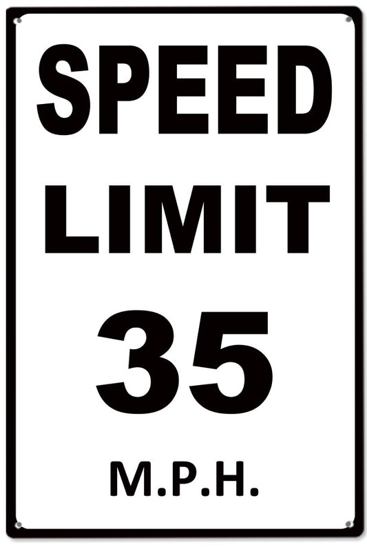 Speed Limit 35MPH Vintage Style Metal Sign 12 x 18